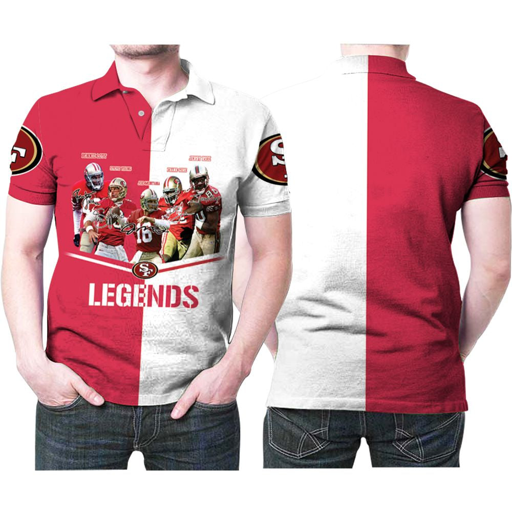 San Francisco 49Ers 5 Legends In One Signatures 3D Printed Gift For San Francisco 49Ers Fan Polo Shirt