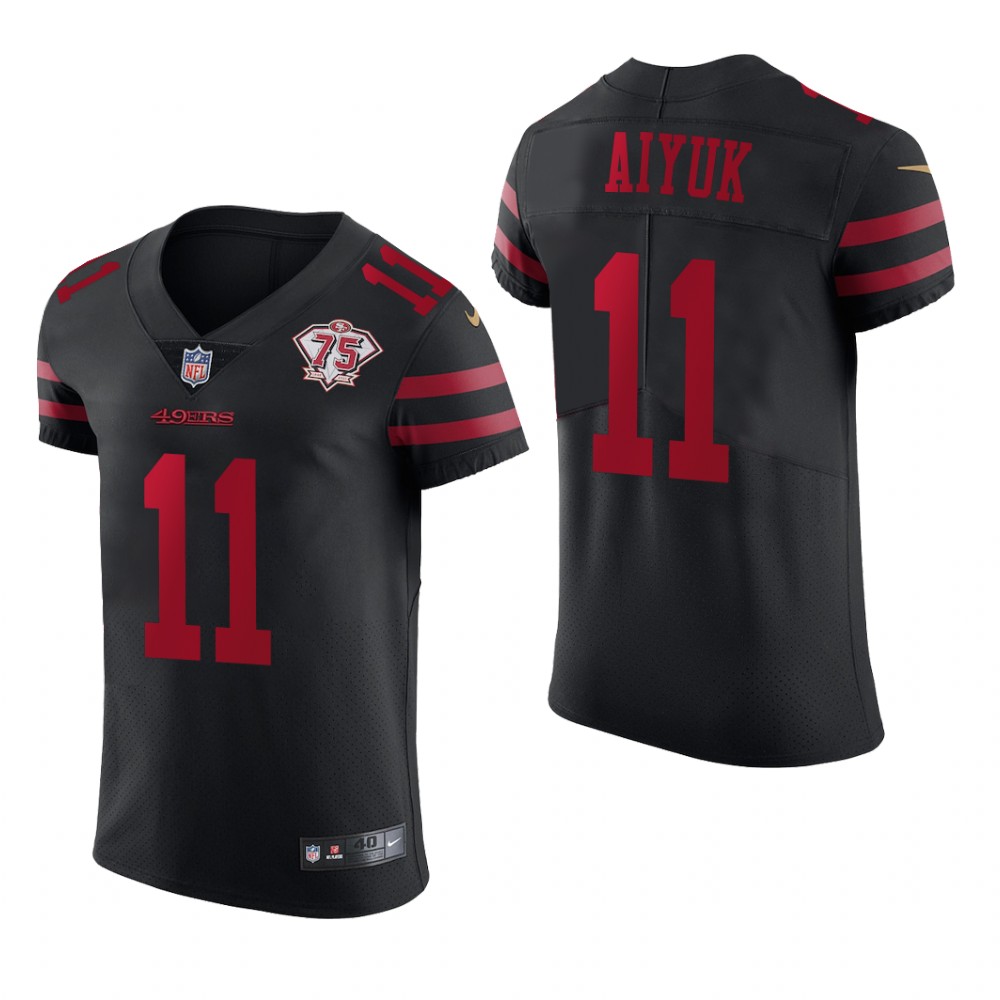 San Francisco 49ers Brandon Aiyuk Black Vapor Elite Jersey 75th Anniversary - Men's