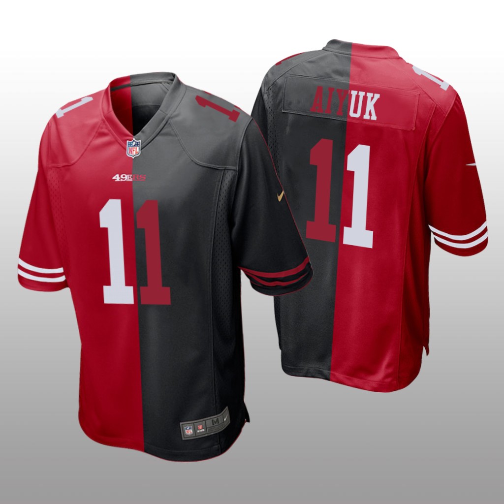 San Francisco 49ers Brandon Aiyuk Red Black Two Tone Jersey Split - Men's