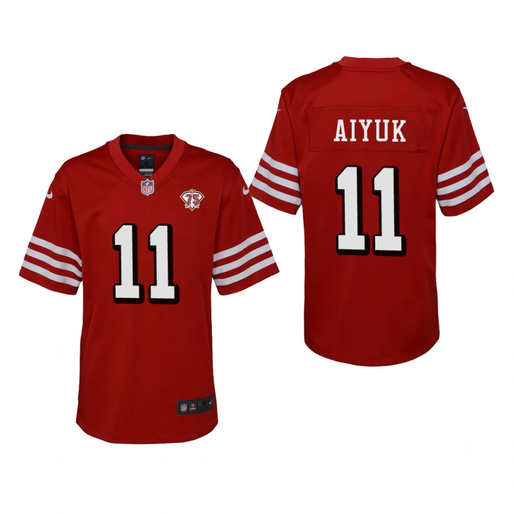 San Francisco 49ers Brandon Aiyuk Scarlet Jersey 75th Anniversary - Youth