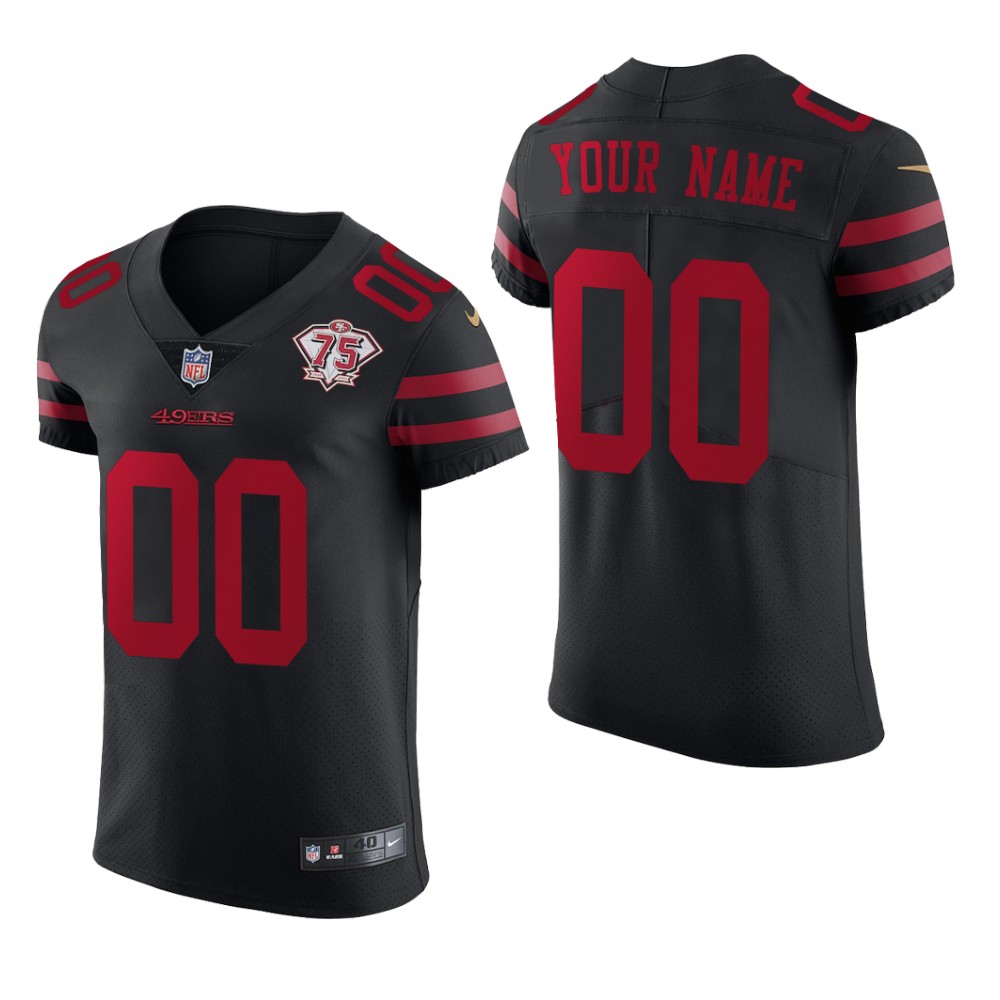 San Francisco 49ers Custom Black Vapor Elite Jersey 75th Anniversary - Men's
