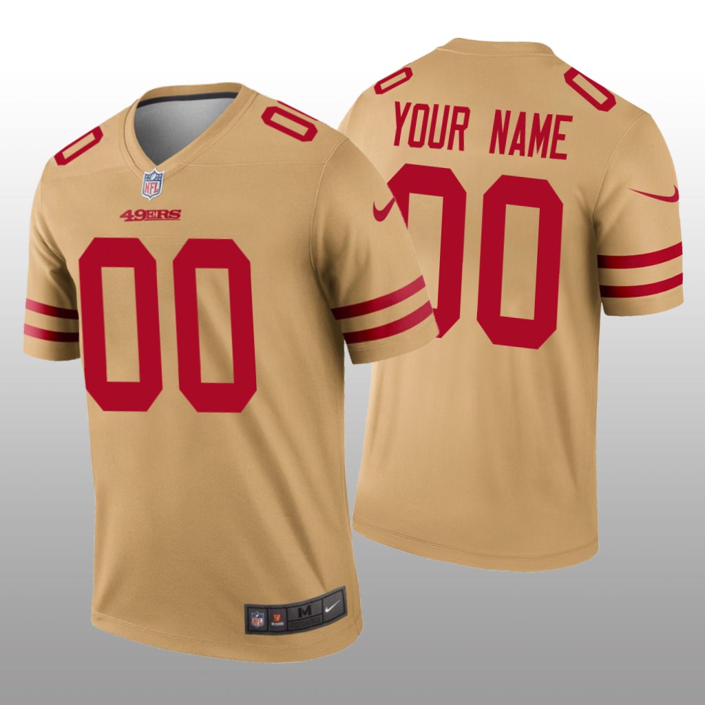 San Francisco 49ers Custom Gold Jersey Inverted Legend - Men's