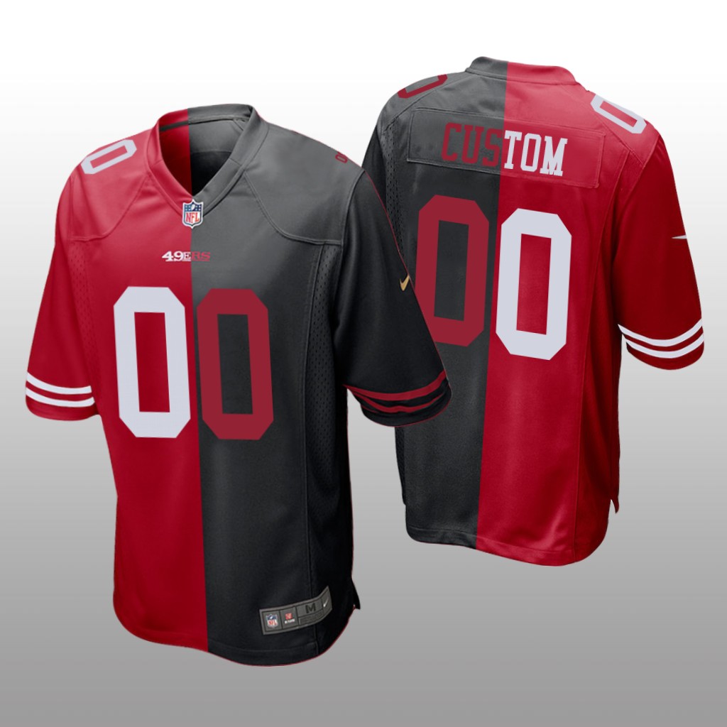 San Francisco 49ers Custom Red Black Two Tone Jersey Split - Men's