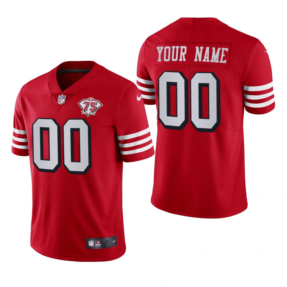 San Francisco 49ers Custom Scarlet Alternate Vapor Limited Jersey 75th Anniversary - Men's