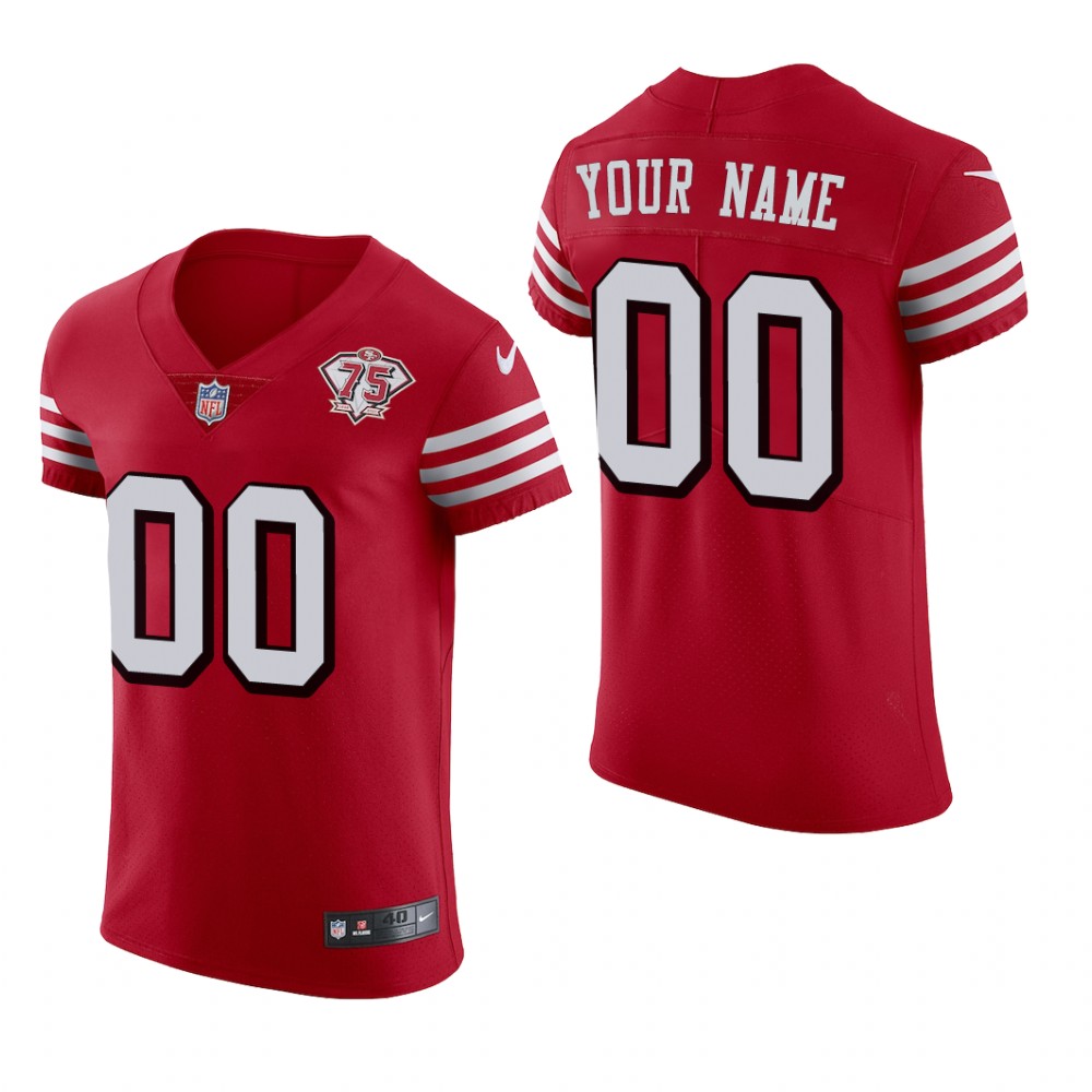 San Francisco 49ers Custom Scarlet Vapor Elite Jersey 75th Anniversary - Men's