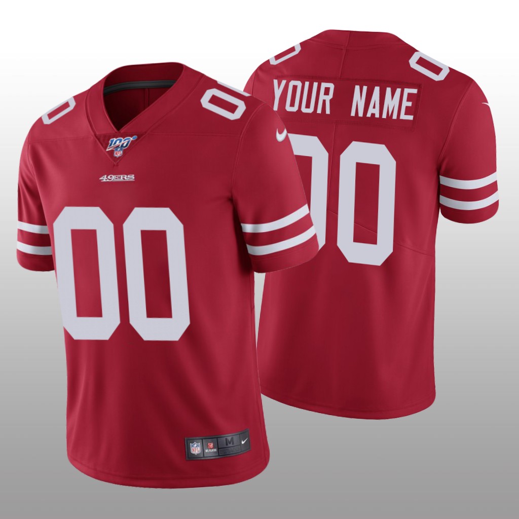 San Francisco 49ers Custom Scarlet Vapor Limited Jersey 100th Season - Men's