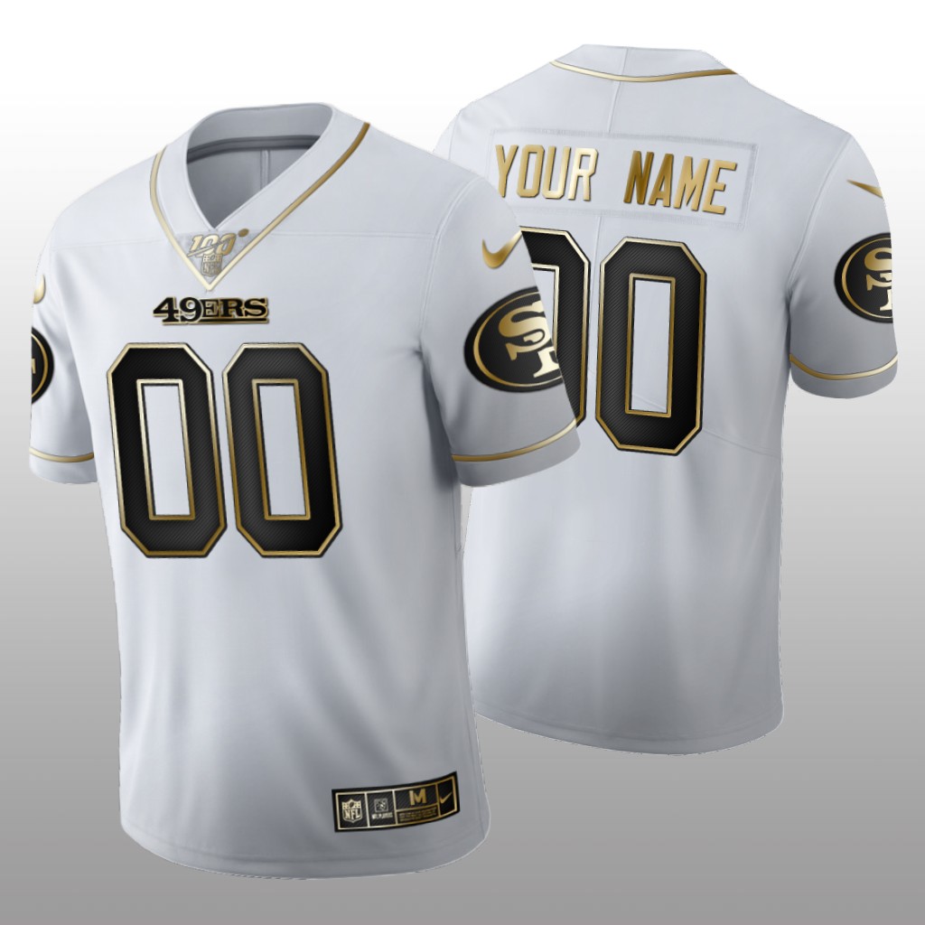 San Francisco 49ers Custom White Golden Edition Jersey 100th Season Men's