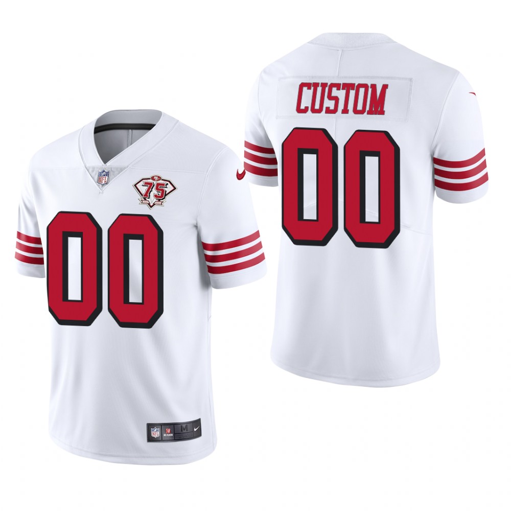 San Francisco 49ers Custom White Throwback Limited Jersey 75th Anniversary - Men's