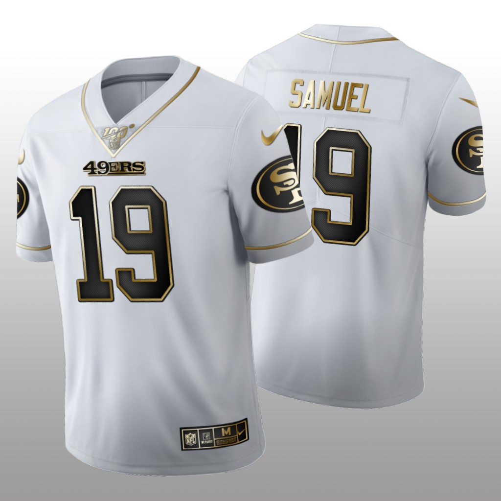 San Francisco 49ers Deebo Samuel White Golden Edition Jersey 100th Season Men's