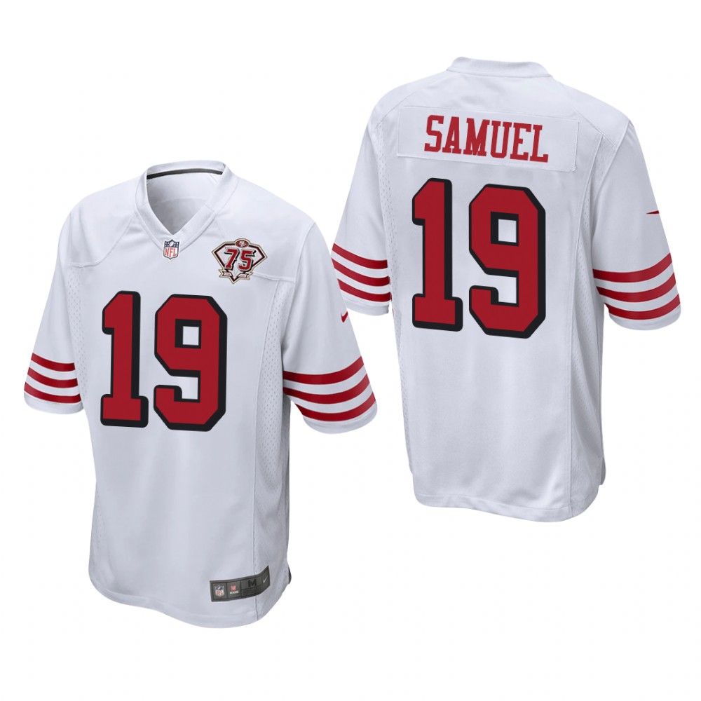 San Francisco 49ers Deebo Samuel White Throwback Game Jersey 75th Anniversary - Men's