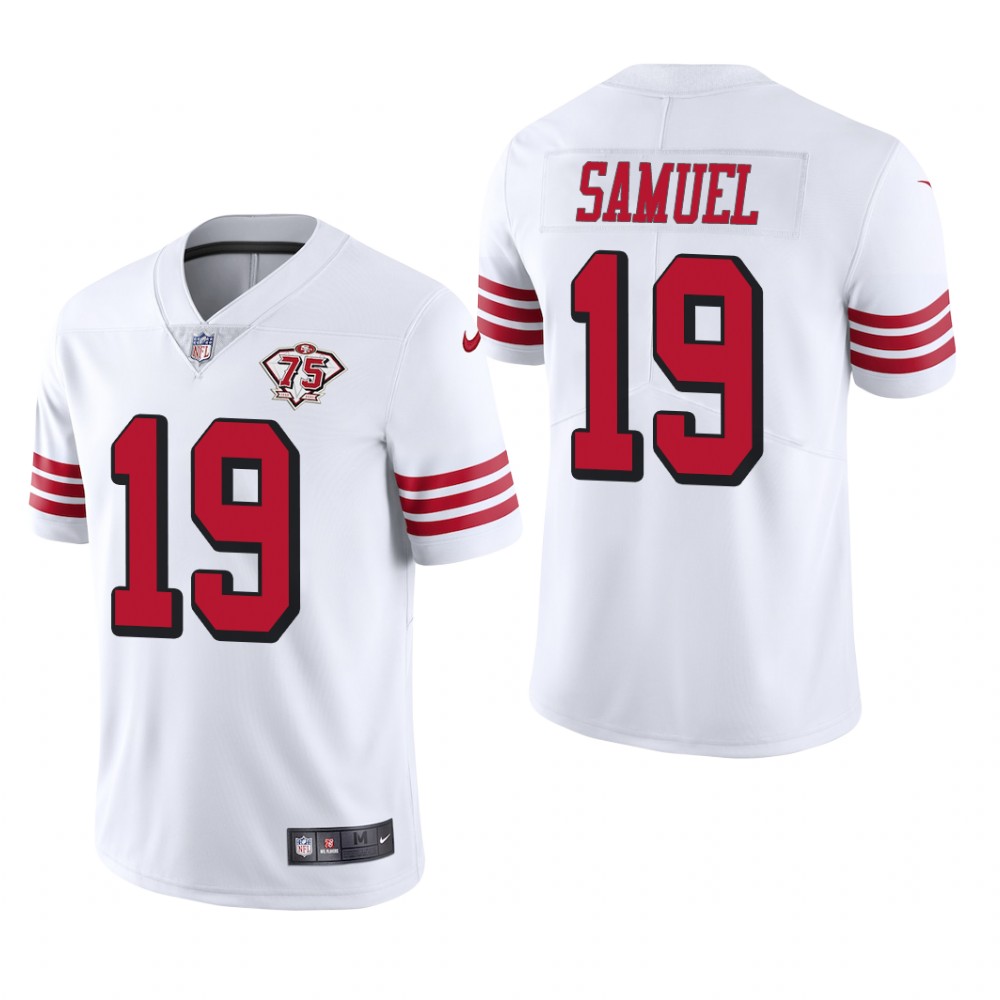 San Francisco 49ers Deebo Samuel White Throwback Limited Jersey 75th Anniversary - Men's