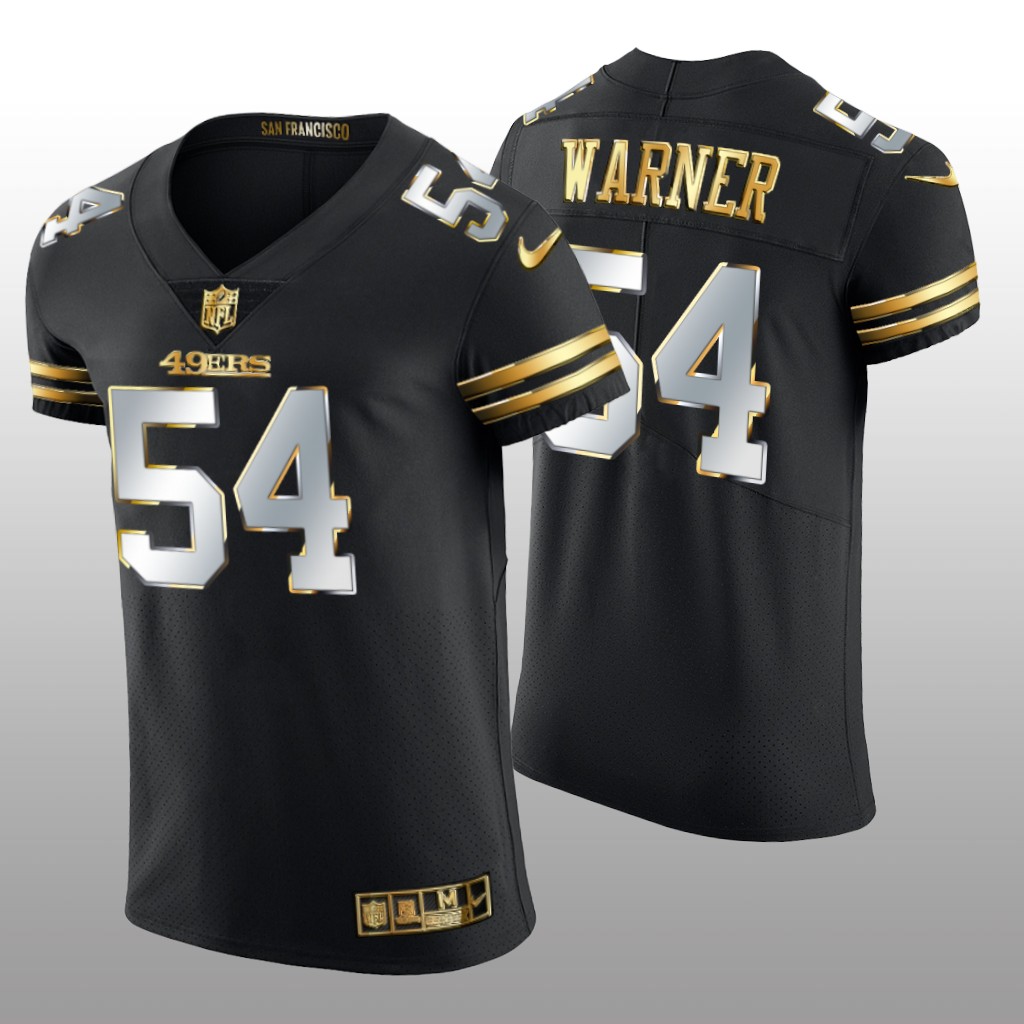 San Francisco 49ers Fred Warner Black Elite Jersey Golden Edition Men's