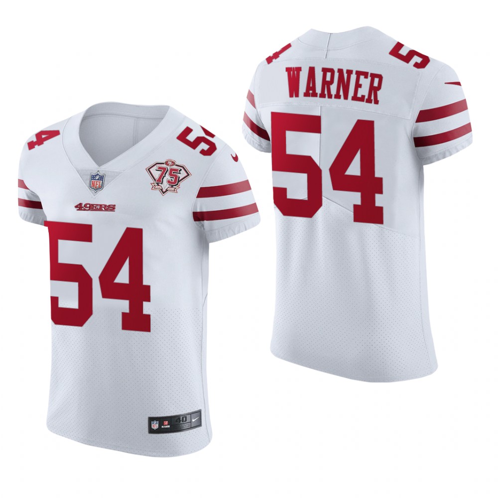 San Francisco 49ers Fred Warner White Vapor Elite Jersey 75th Anniversary - Men's