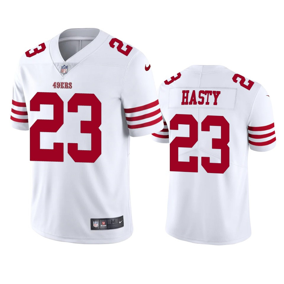 San Francisco 49ers JaMycal Hasty 23 2022-23 Vapor Limited White Stitched Jersey – Men’s