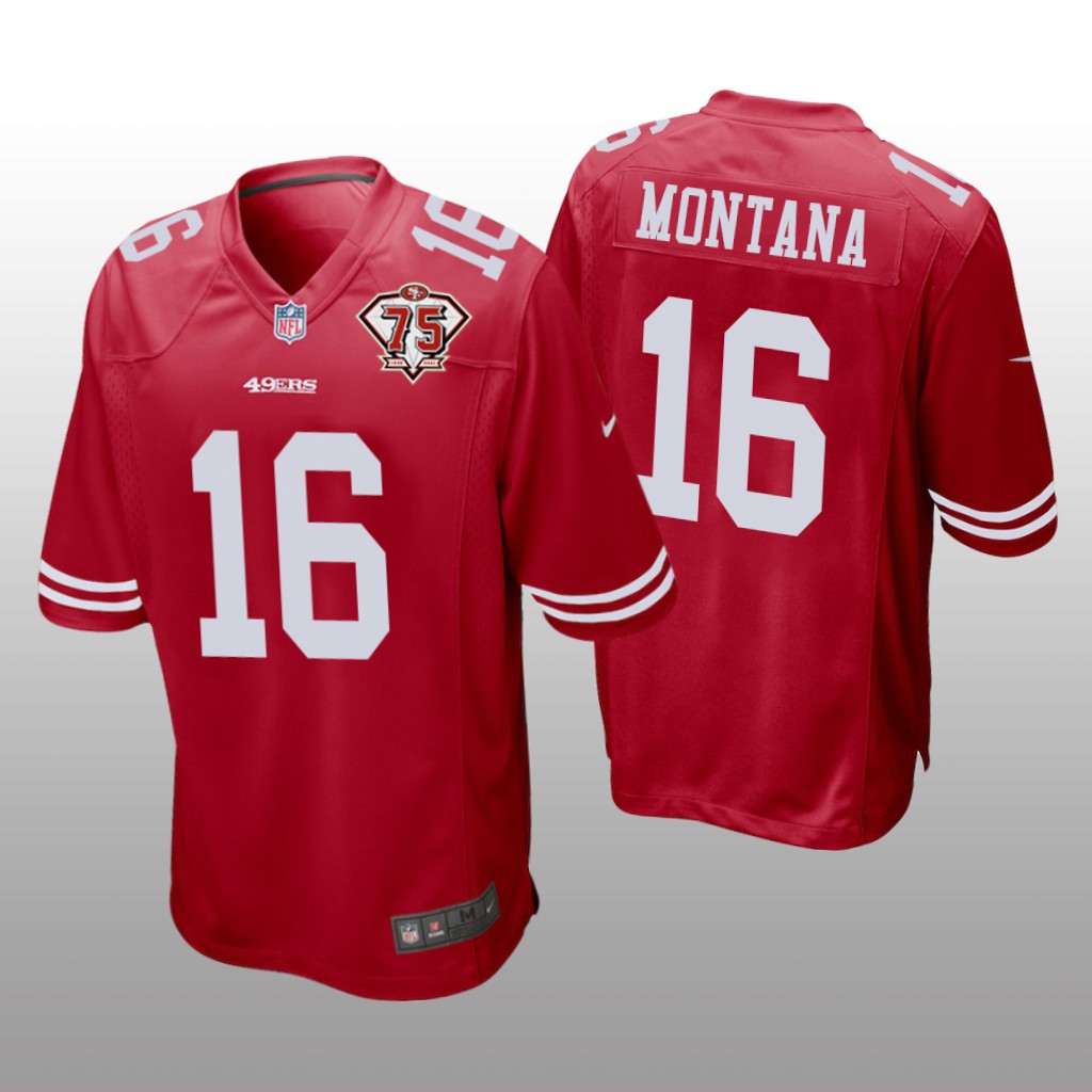 San Francisco 49ers Joe Montana Scarlet Game 75th Anniversary Patch - Men's