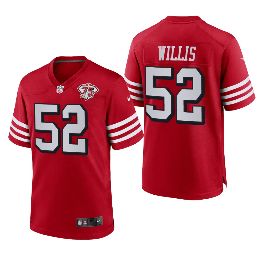San Francisco 49ers Patrick Willis Scarlet Alternate Game Jersey 75th Anniversary - Men's