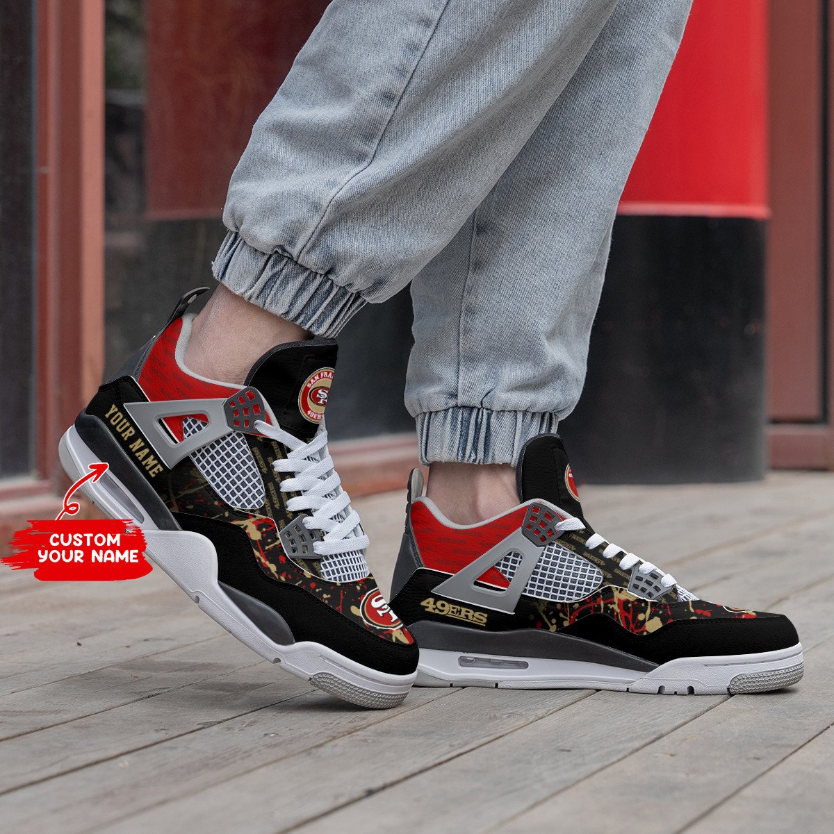 San Francisco 49ers Personalized Air Jordan 4 Sneaker