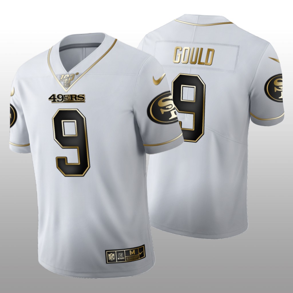 San Francisco 49ers Robbie Gould White Golden Edition Jersey 100th Season Men's