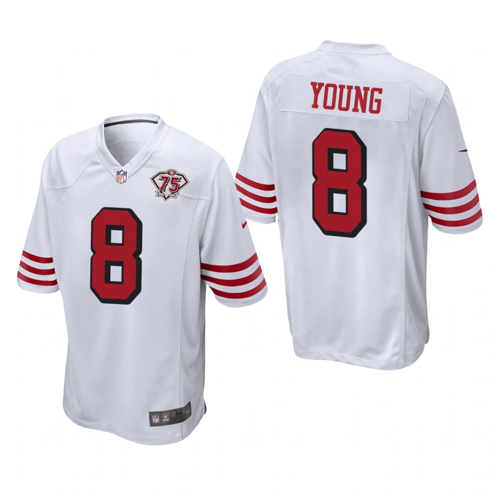 San Francisco 49ers Steve Young White Throwback Game Jersey 75th Anniversary - Men's