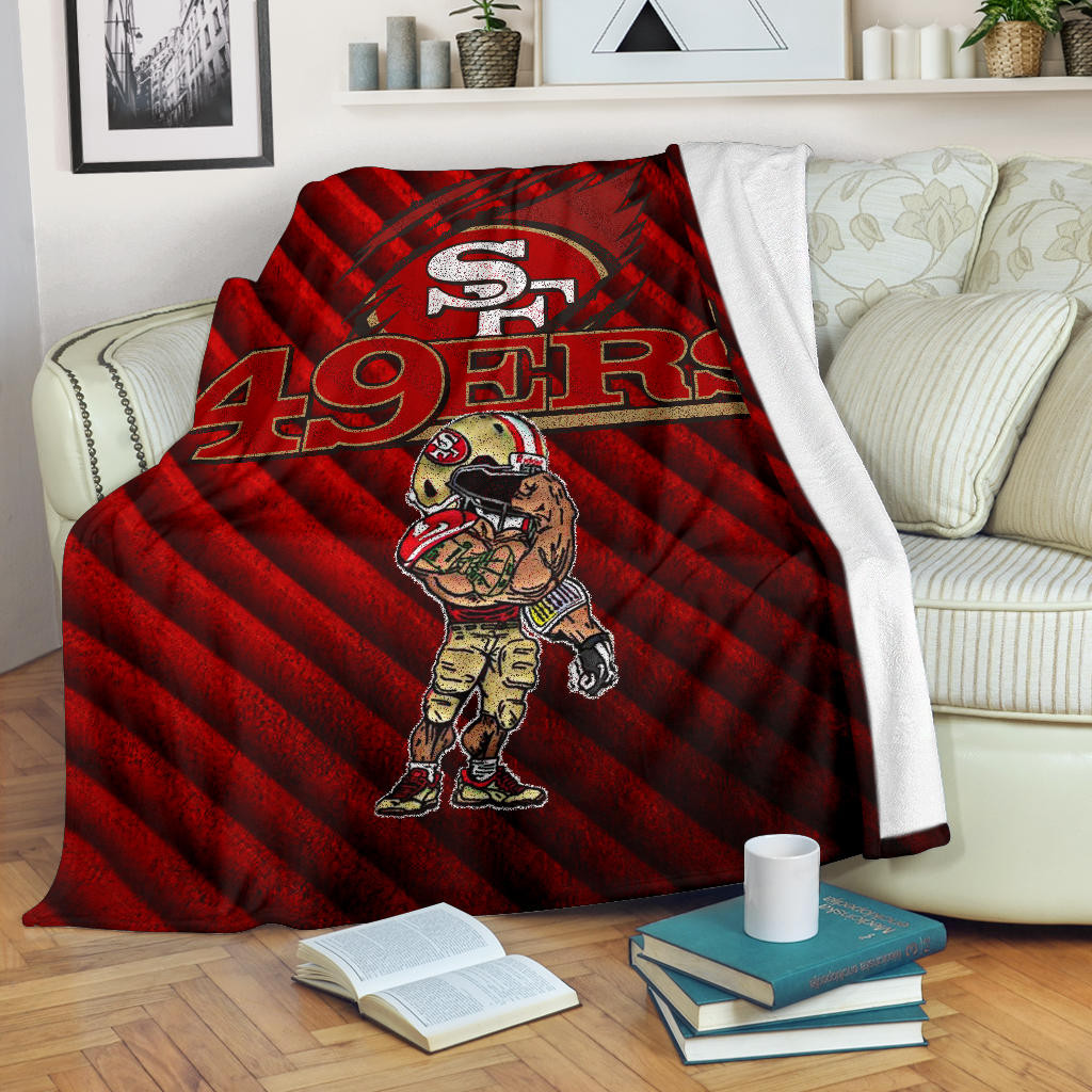 San Francisco American Football 49ers Minimal Muscle Player Artwork Fleece Blankets