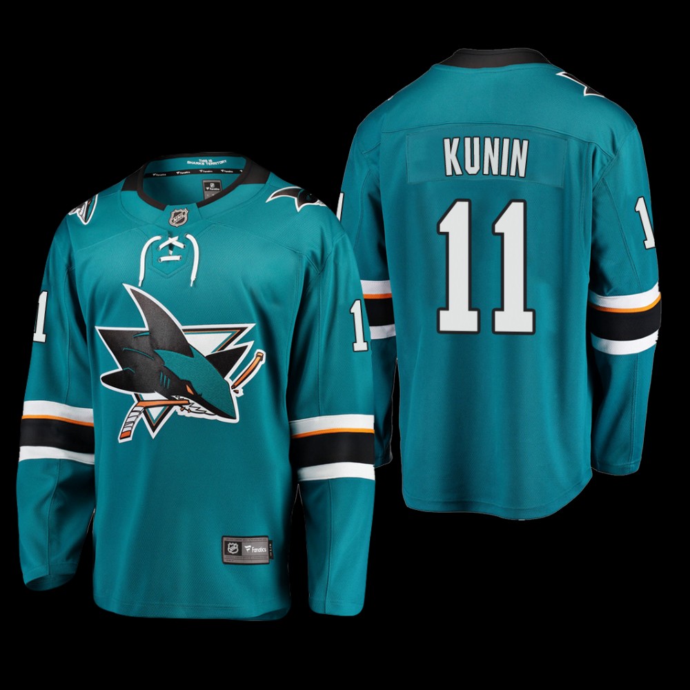 San Jose Sharks #11 Luke Kunin Teal 2022 Home Breakaway Player Jersey