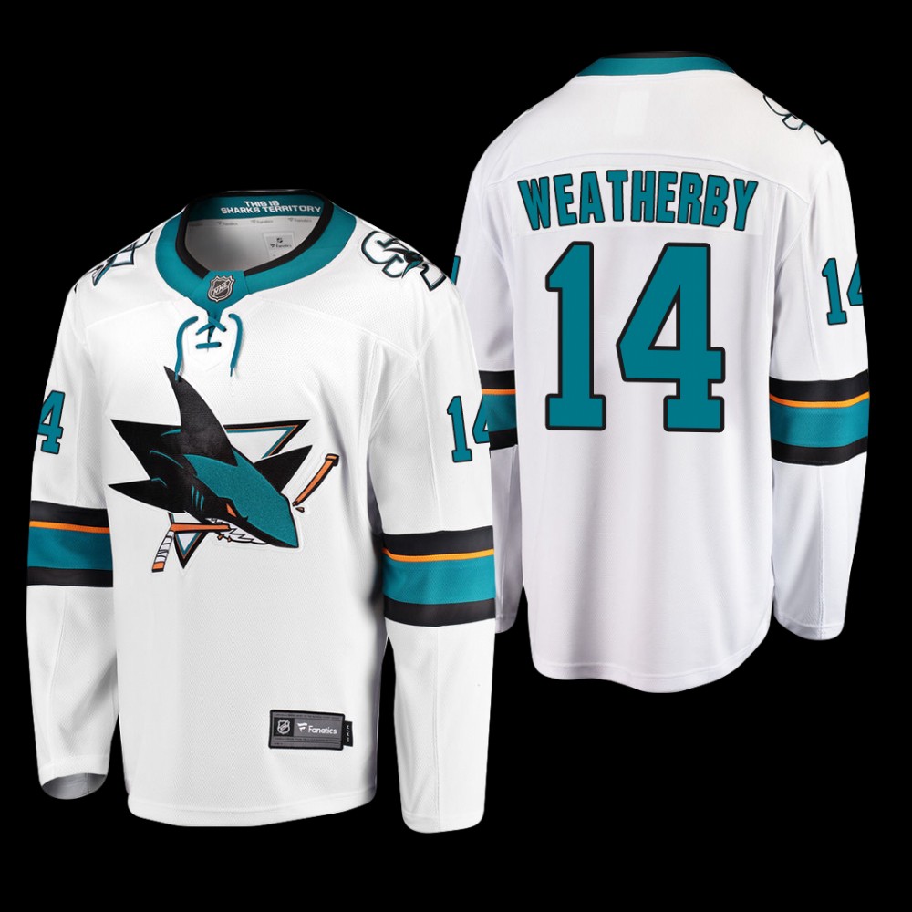 San Jose Sharks #14 Jasper Weatherby White 2022 Away Breakaway Player Jersey