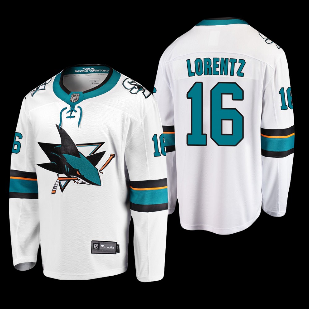 San Jose Sharks #16 Steven Lorentz White 2022 Away Breakaway Player Jersey