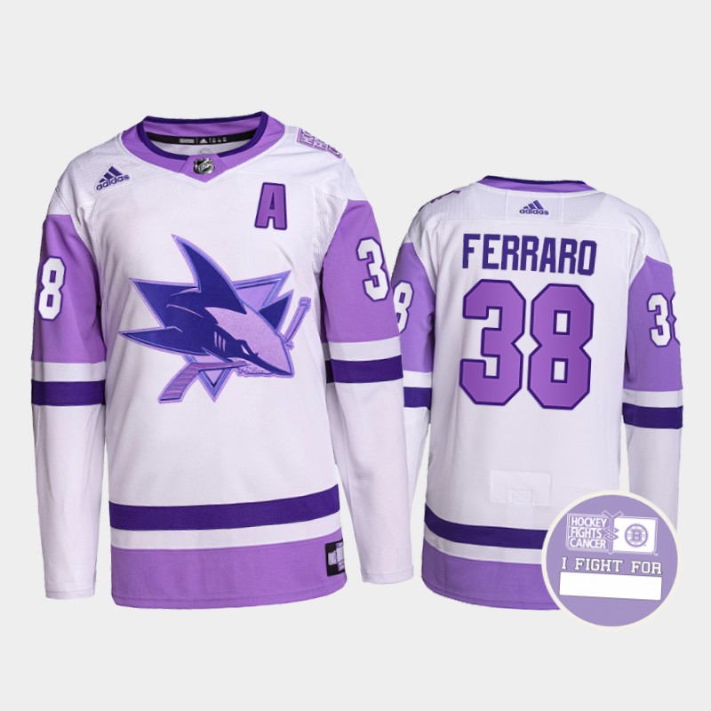San Jose Sharks Mario Ferraro #38 Fights Cancer Jersey White Purple Primegreen