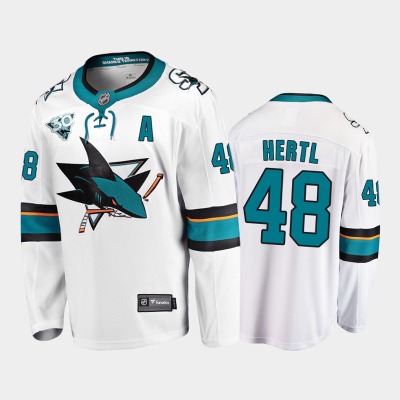San Jose Sharks Tomas Hertl #48 2021 Reverse Retro White 30th Anniversary Jersey