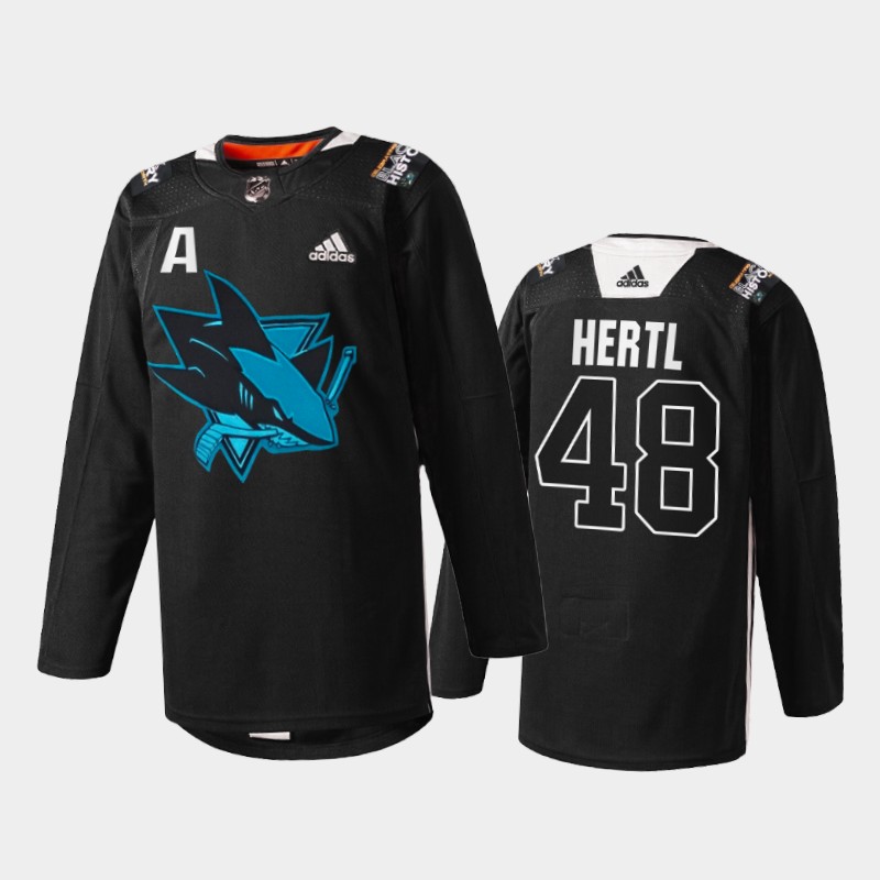 San Jose Sharks Tomas Hertl #48 Black History Month Jersey Black Warmup
