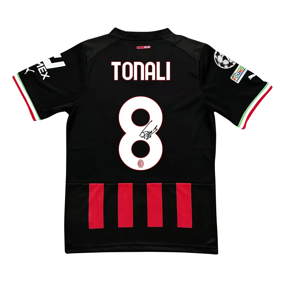 Sandro Tonali 8 Signed AC Milan 2022/23 Home Men Soccer Jersey – Red/Black