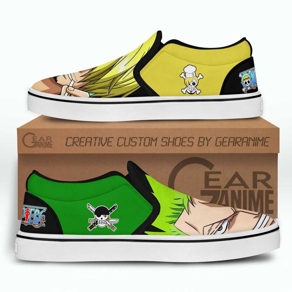 Sanji and Zoro Slip-On Shoes Canvas Custom Anime One Piece Shoes