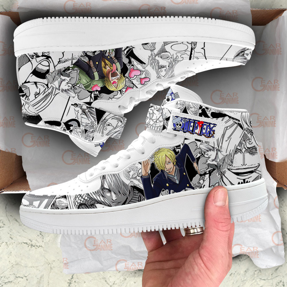 Sanji Sneakers Air Mid One Piece Custom Anime Shoes Mix Manga