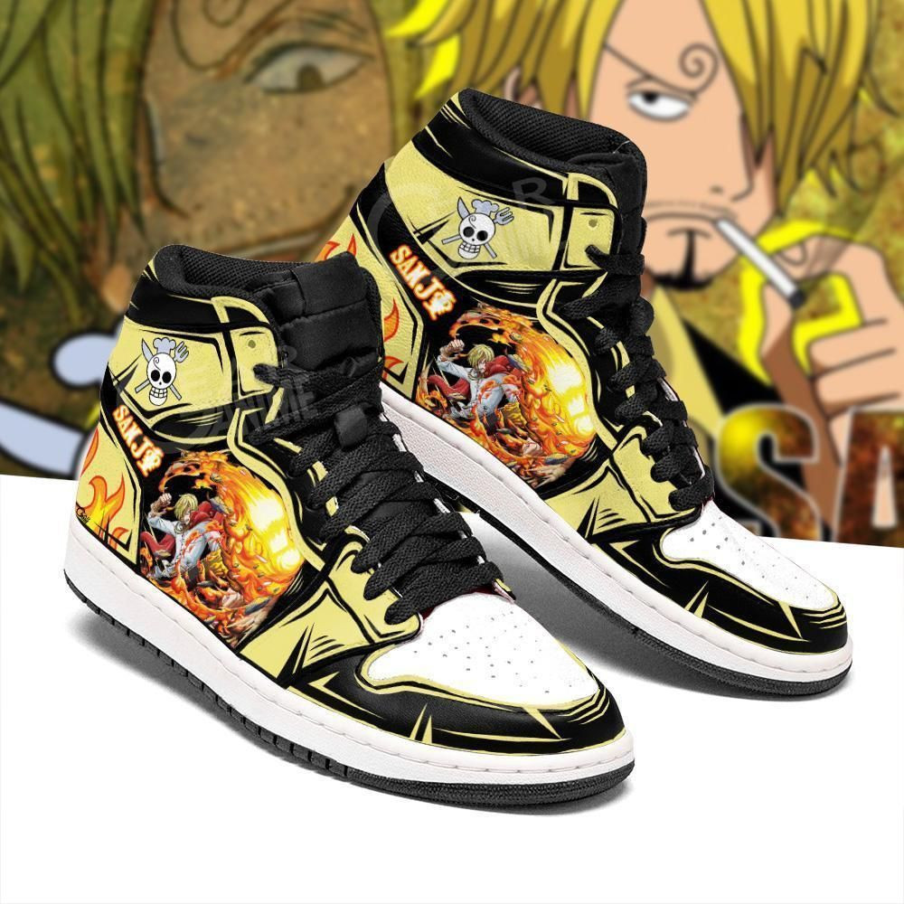 Sanji Sneakers Straw Hat Pirates One Piece Anime 2 High Top Air Jordan Sneaker, Air Jordan Hightop