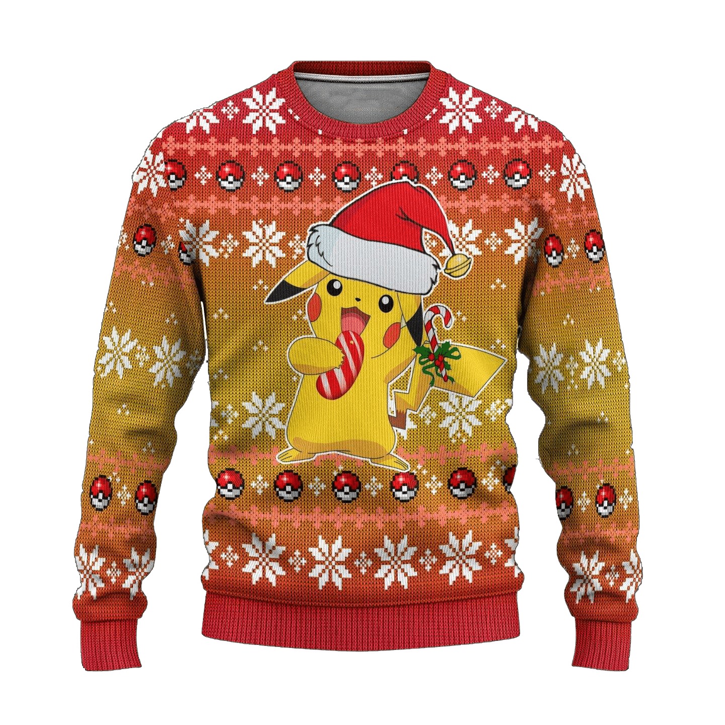 Santa Hat Candy Pikachu Pokemon Christmas Sweater