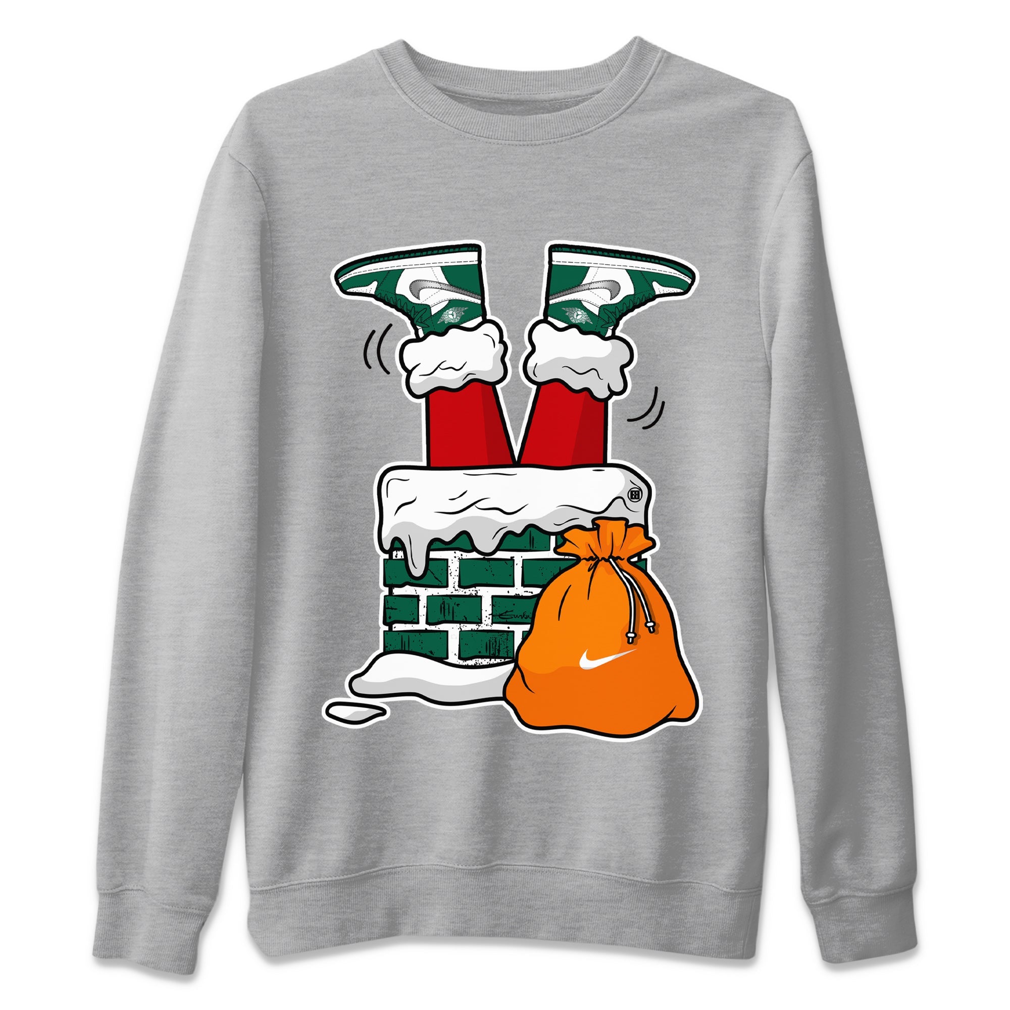 Santa Stuck In Chimney Unisex Sweater – Air Jordan 1 Gorge Green, Sneakers Matching Sweater