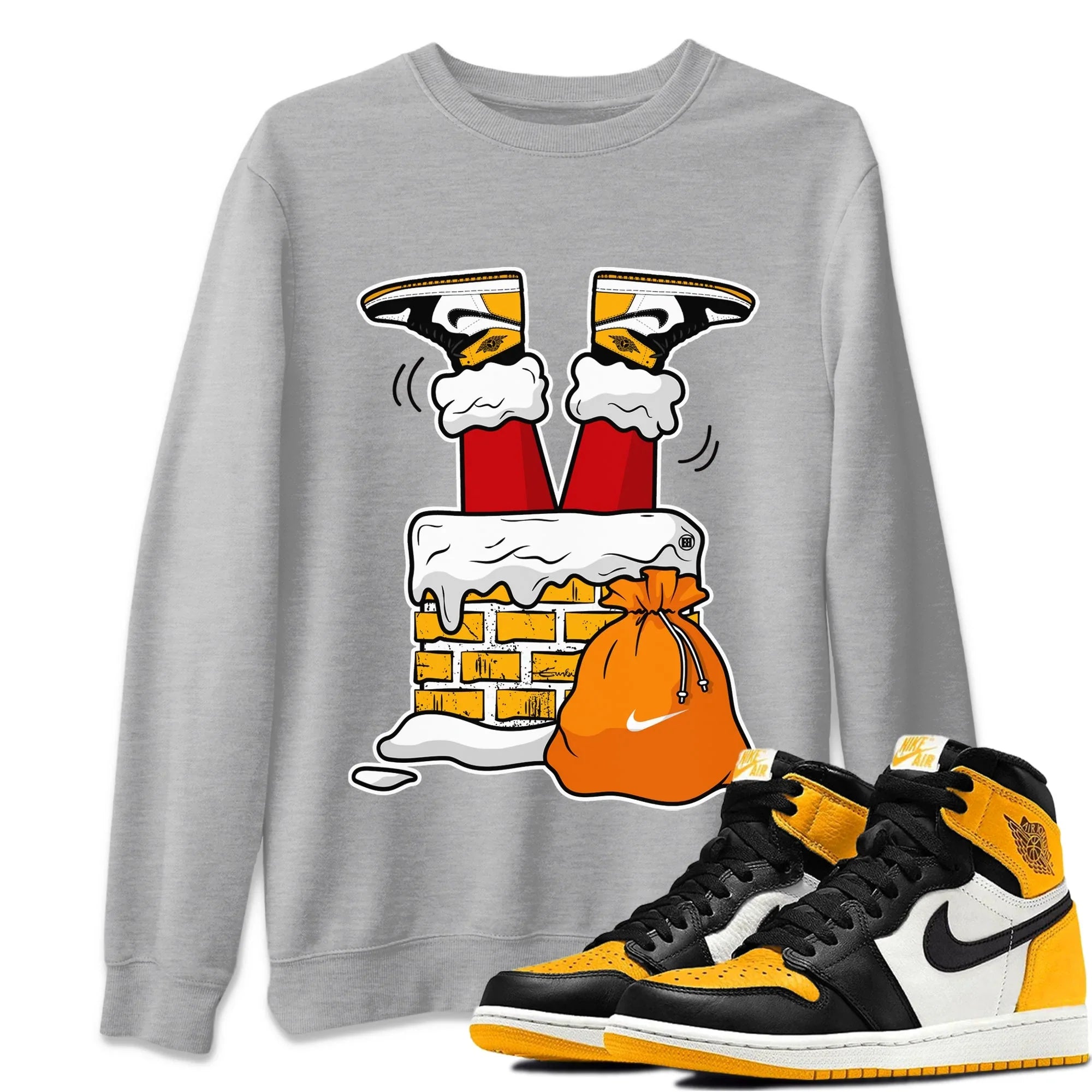 Santa Stuck In Chimney Unisex Sweater – Air Jordan 1 Taxi, Sneakers Matching Sweater
