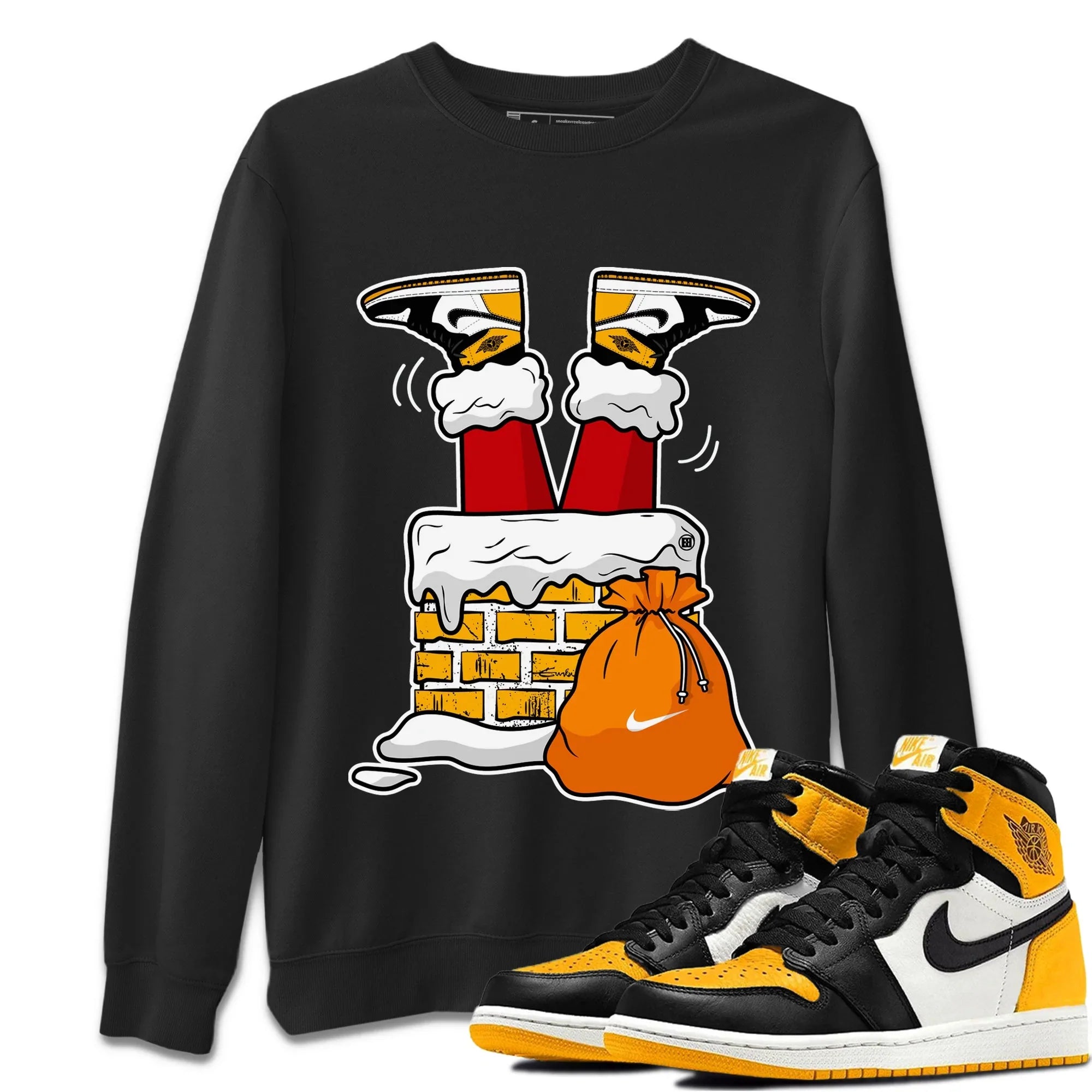 Santa Stuck In Chimney Unisex Sweater – Air Jordan 1 Taxi, Sneakers Matching Sweater
