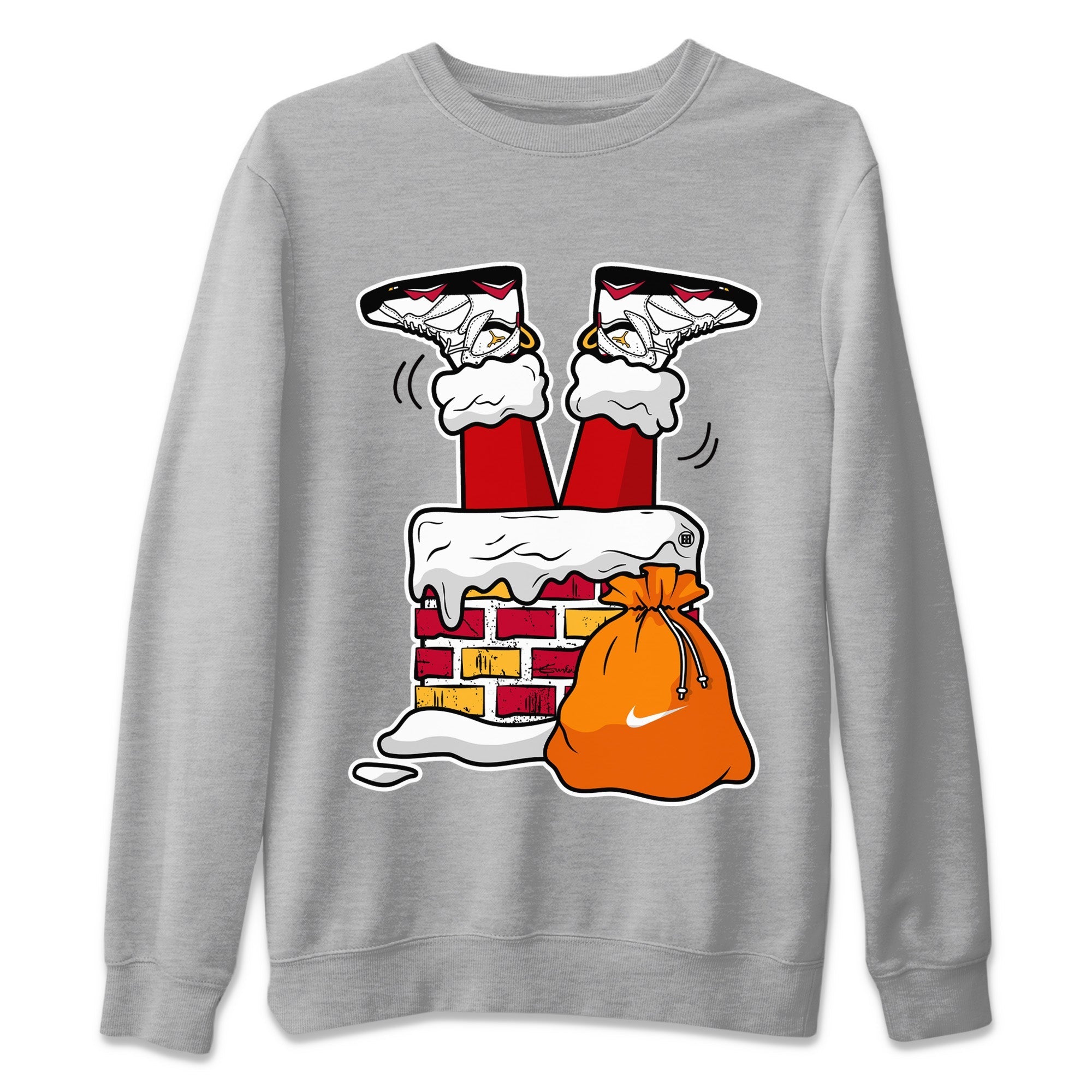 Santa Stuck In Chimney Unisex Sweater – Air Jordan 7 Cardinal, Sneakers Matching Sweater