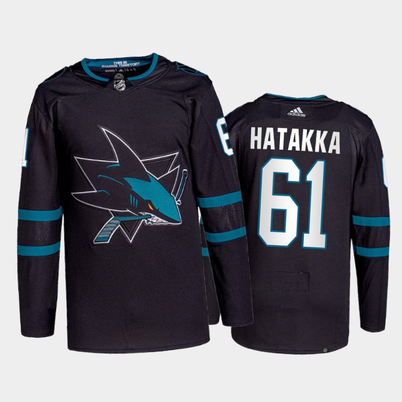 Santeri Hatakka San Jose Sharks Pro Jersey 2021-22 Black #61 Alternate Uniform