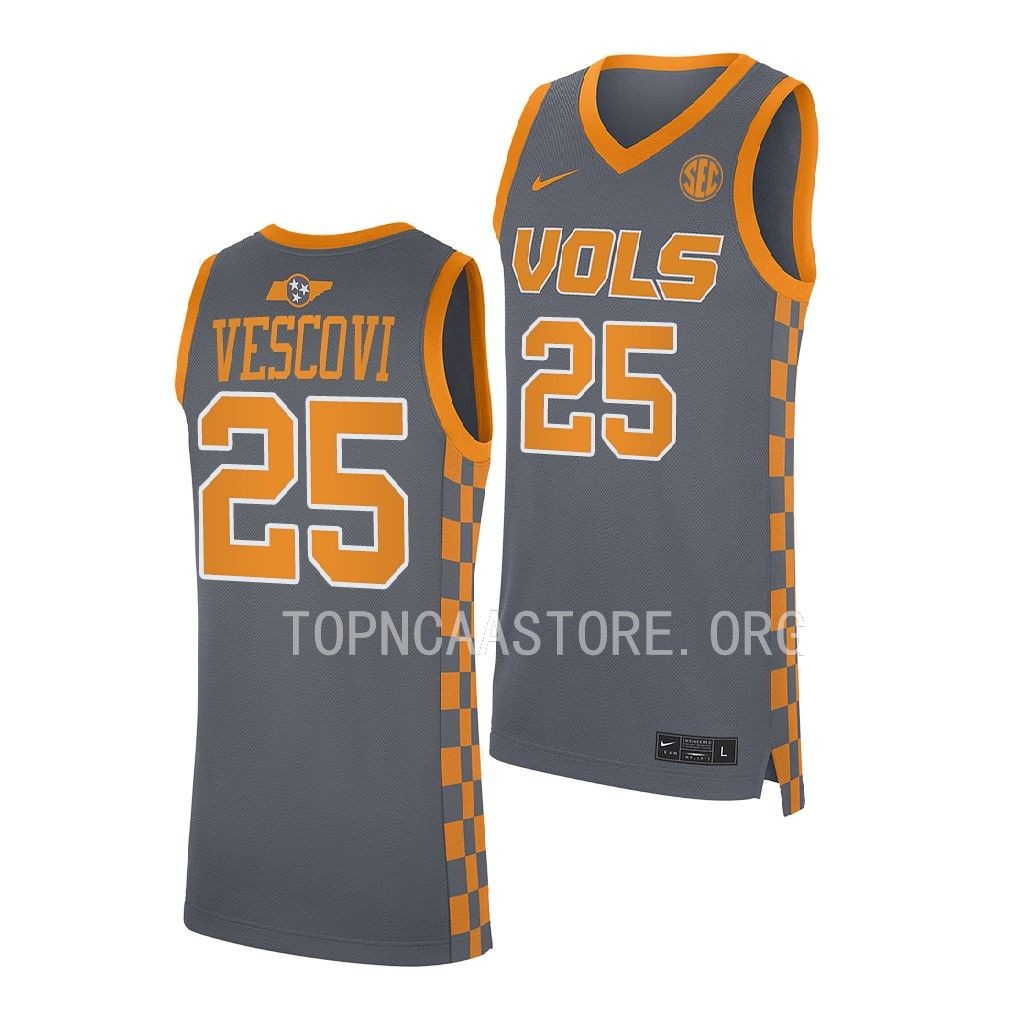 Santiago Vescovi #25 Tennessee Volunteers NCAA Jersey 2022-23 Grey
