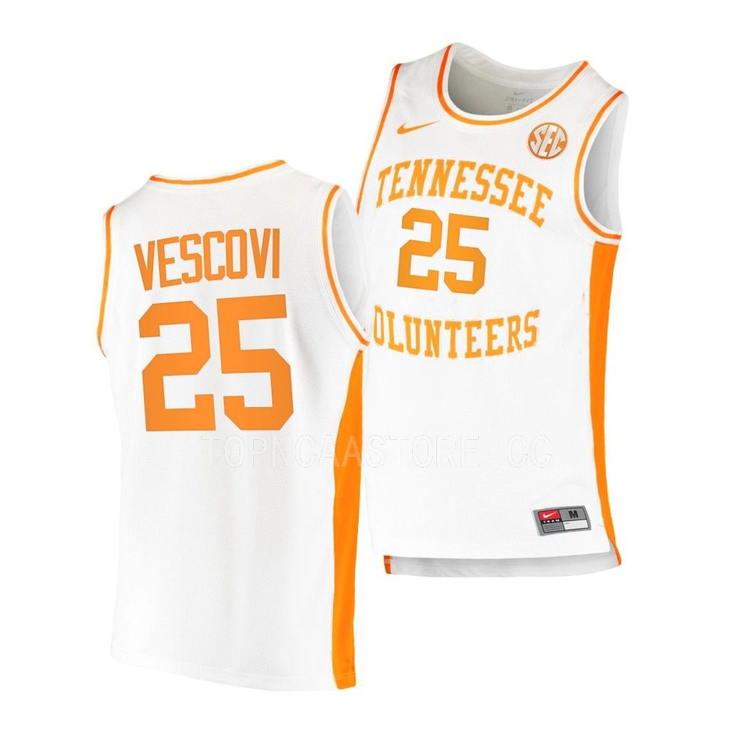 Santiago Vescovi Tennessee Volunteers #25 College White Jersey