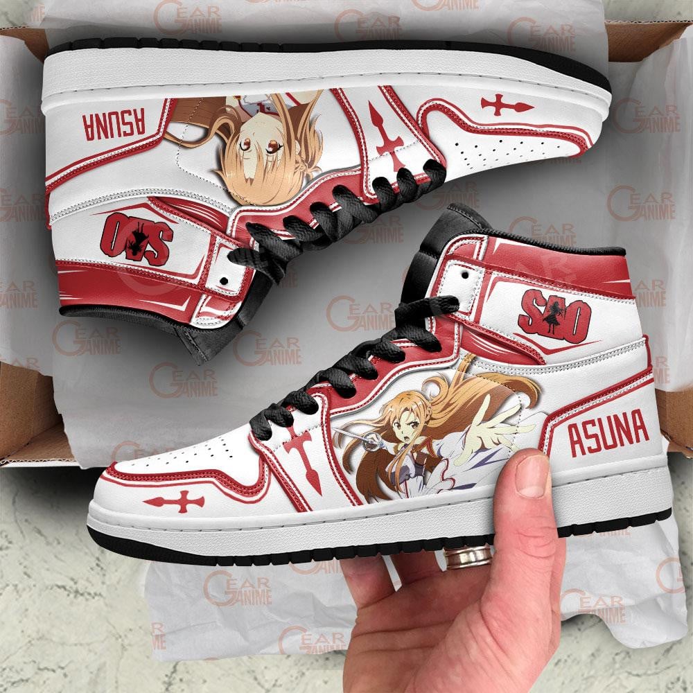 SAO Asuna JD1s Sneakers Anime Sword Art Online Shoes, Air Jordan Hightop