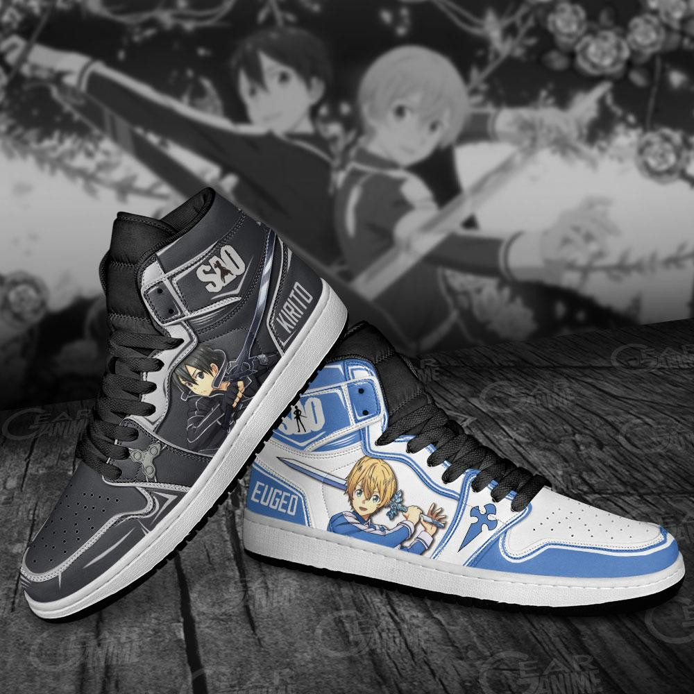 SAO Kirito and Eugeo JD1s Sneakers Anime Sword Art Online Shoes, Air Jordan Hightop