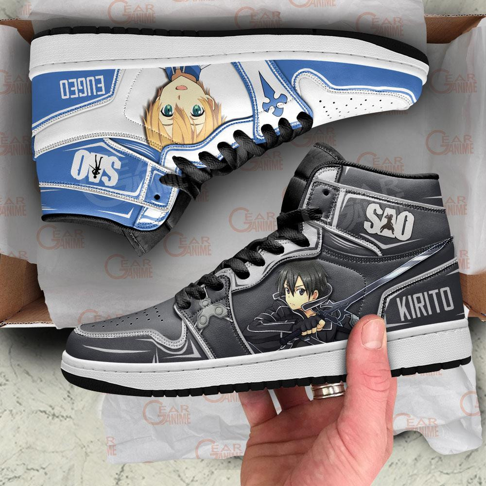 SAO Kirito and Eugeo JD1s Sneakers Anime Sword Art Online Shoes, Air Jordan Hightop