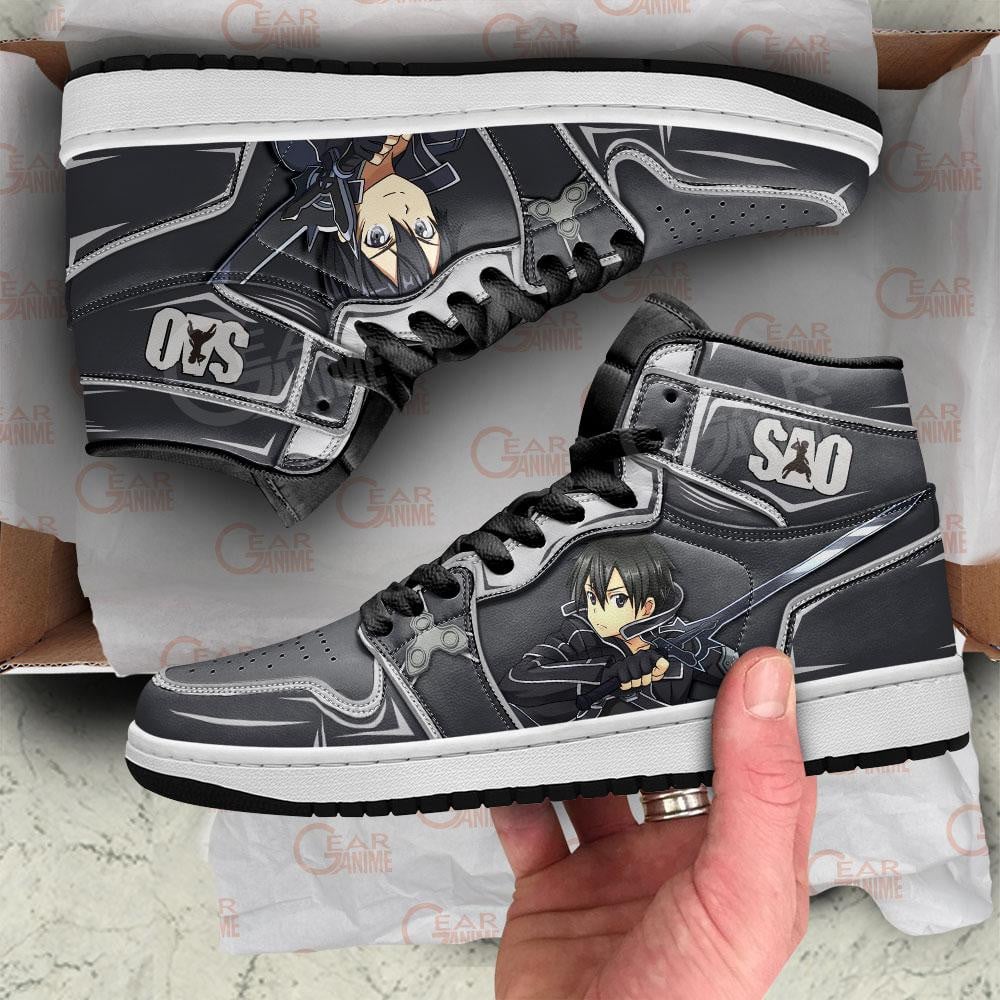 SAO Kirito JD1s Sneakers Anime Sword Art Online Shoes, Air Jordan Hightop