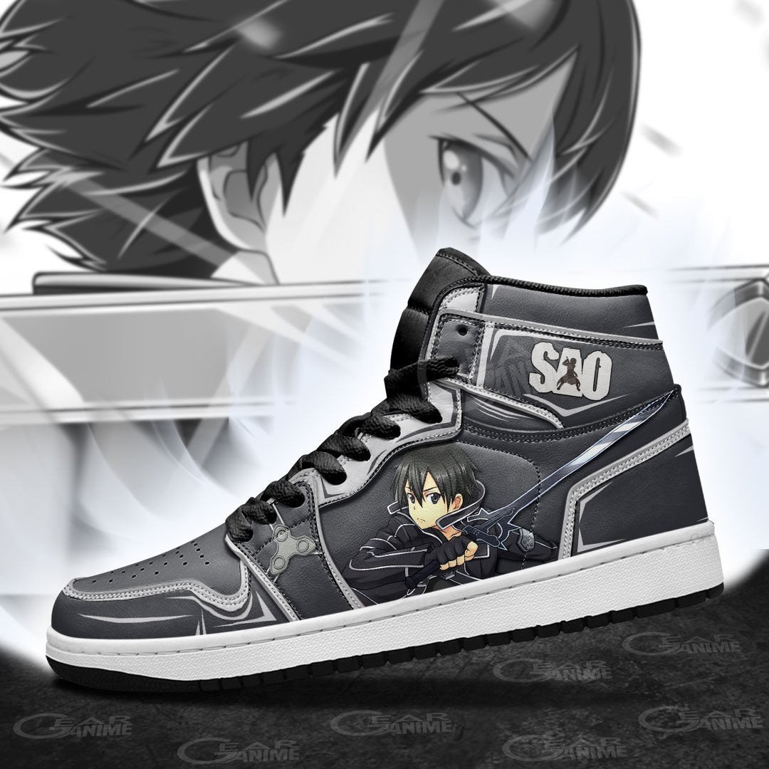 SAO Kirito JD1s Sneakers Anime Sword Art Online Shoes, Air Jordan Hightop