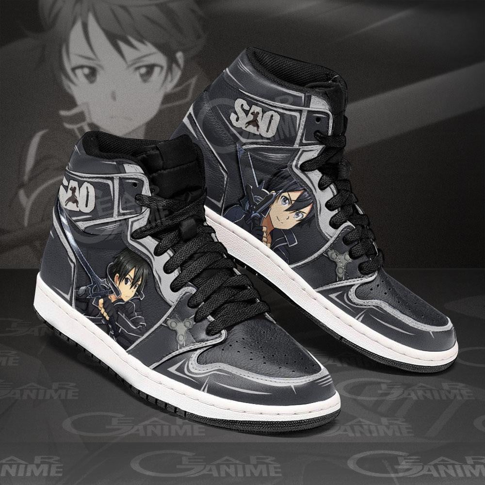 SAO Kirito JD1s Sneakers Anime Sword Art Online Shoes, Air Jordan Hightop