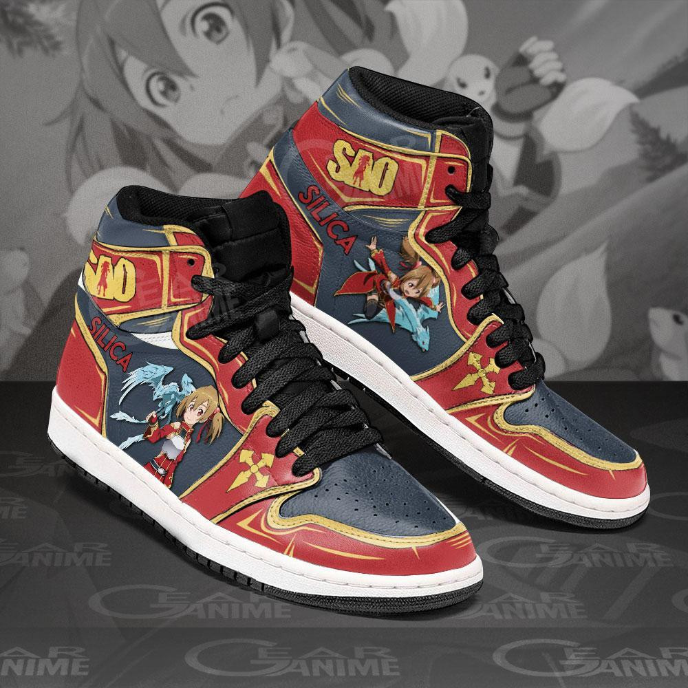 SAO Silica JD1s Sneakers Anime Sword Art Online Shoes, Air Jordan Hightop