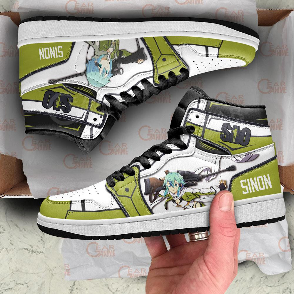 SAO Sinon JD1s Sneakers Anime Sword Art Online Shoes, Air Jordan Hightop